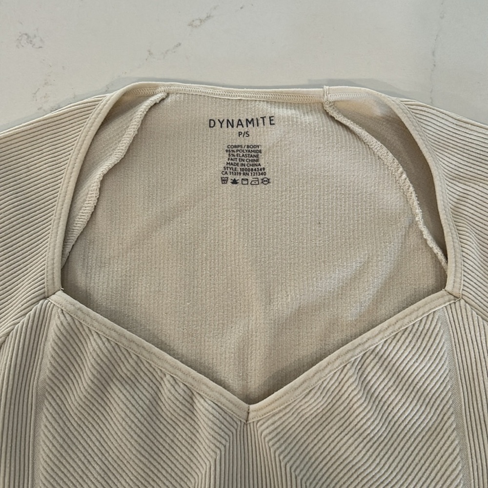 Bundle Dynamite Cream Bodysuit & TNA Long Sleeves Cropped Tee-shirt Size Small - Picture 9 of 13